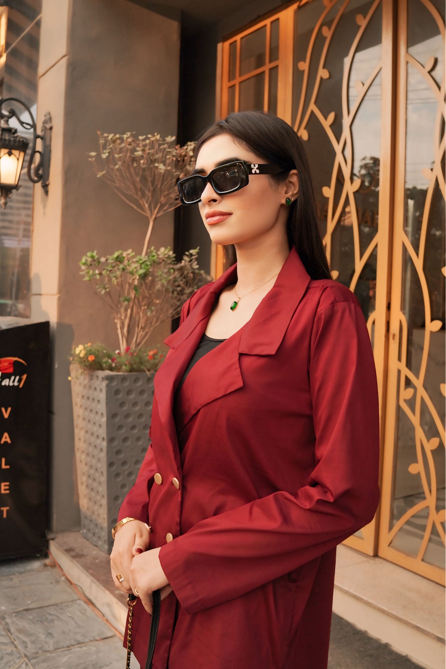 Summer Burgundy Co Ord Set For Ladies - EB2002