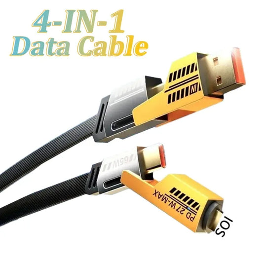 🔌 4 in 1 Cable for Fast Charging – USB to Type-C (Android), Lightning (iPhone) – Multi Charger Cord for iPhone & Android Devices ⚡