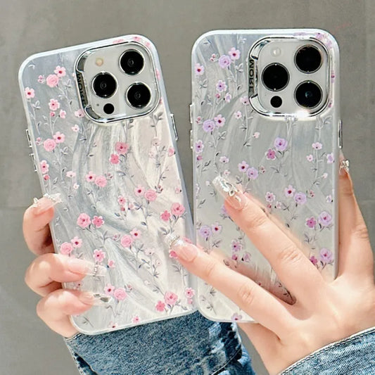【 COD+Free Shipping 】Beauty Flower Feather Phone Case for iPhone 16 15 11 13 12 14 Pro Max 13Pro 14Pro 15Pro 12Pro Max Case Silicone Cute Smile Bling Colorful Protector Shockproof Hard Cover